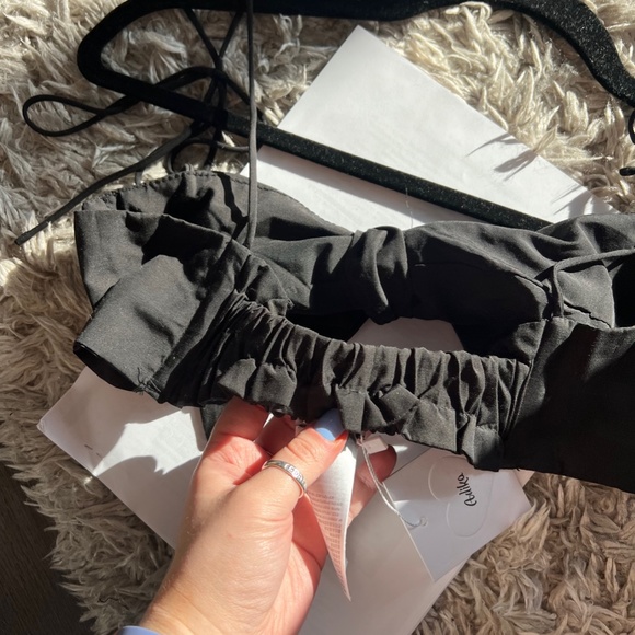 Adika / Edikted black tie front crop top - Picture 2 of 4